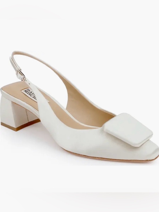 Badgley Mischka Shoes - Badgley Mischka Ivory Gracen Slingback Block Heel Pumps 9 Wedding Prom Party